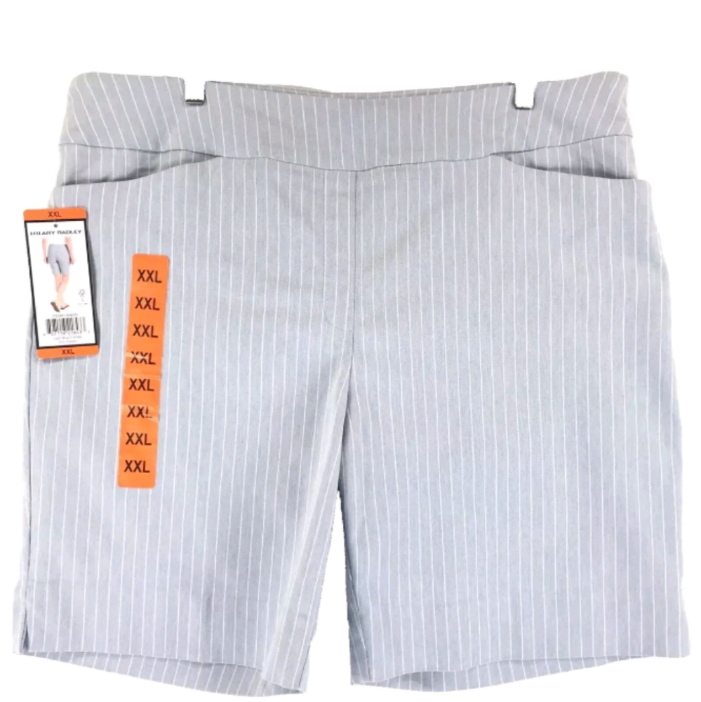 🔥 NWT XXL Hillary Ridley High Waisted Bermuda Shorts | Blue Stripe